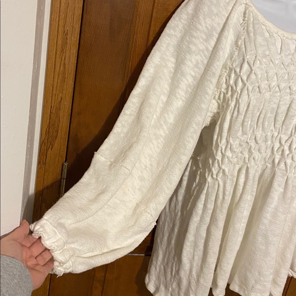 Free People Snowbell Babydoll Cottagecore Coquette Smocked Top Size XS / S - Picture 6 of 12